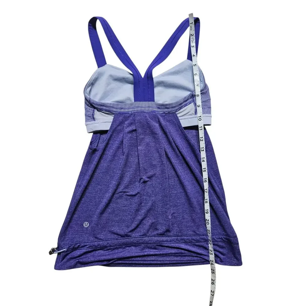 Lululemon Women's Rest Less Tank Top Heathered Bruised Berry Stripes Size 6 - Picture 6 of 8